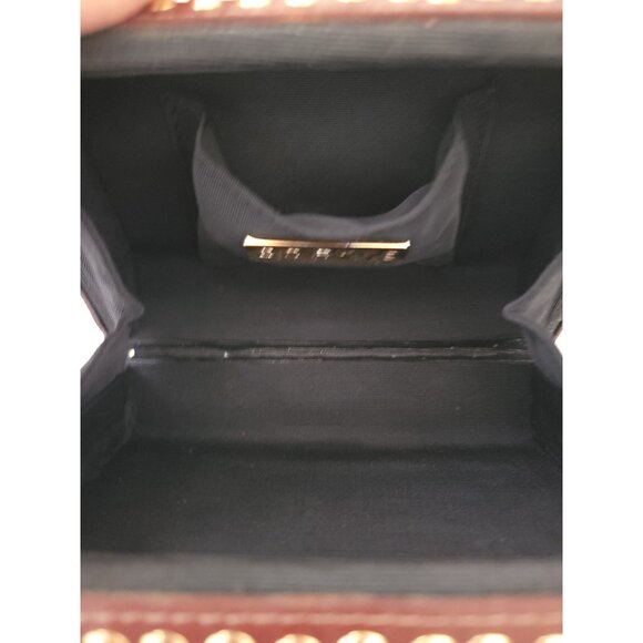 CC SKYE Brown Leather Studded Mini Handheld Clutch With Gold Buckle Detail - Picture 8 of 9